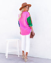 Liana Cotton Colorblock Corduroy Shacket - Orchid Multi Ins Street